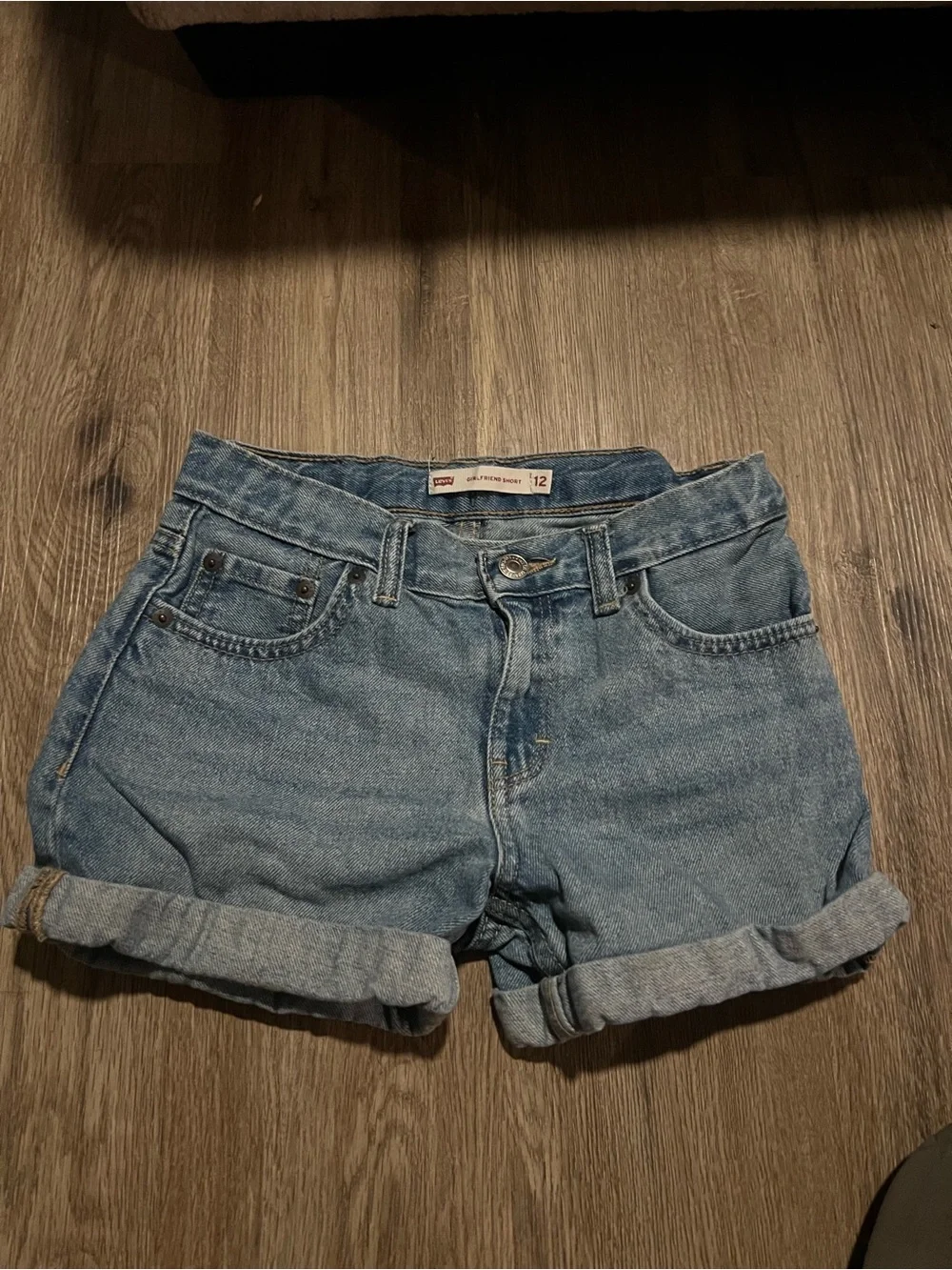 Levi's Girl’s Medium Blue Rolled-Hem Denim Shorts
